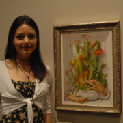 painting Woman standing in front of a painting