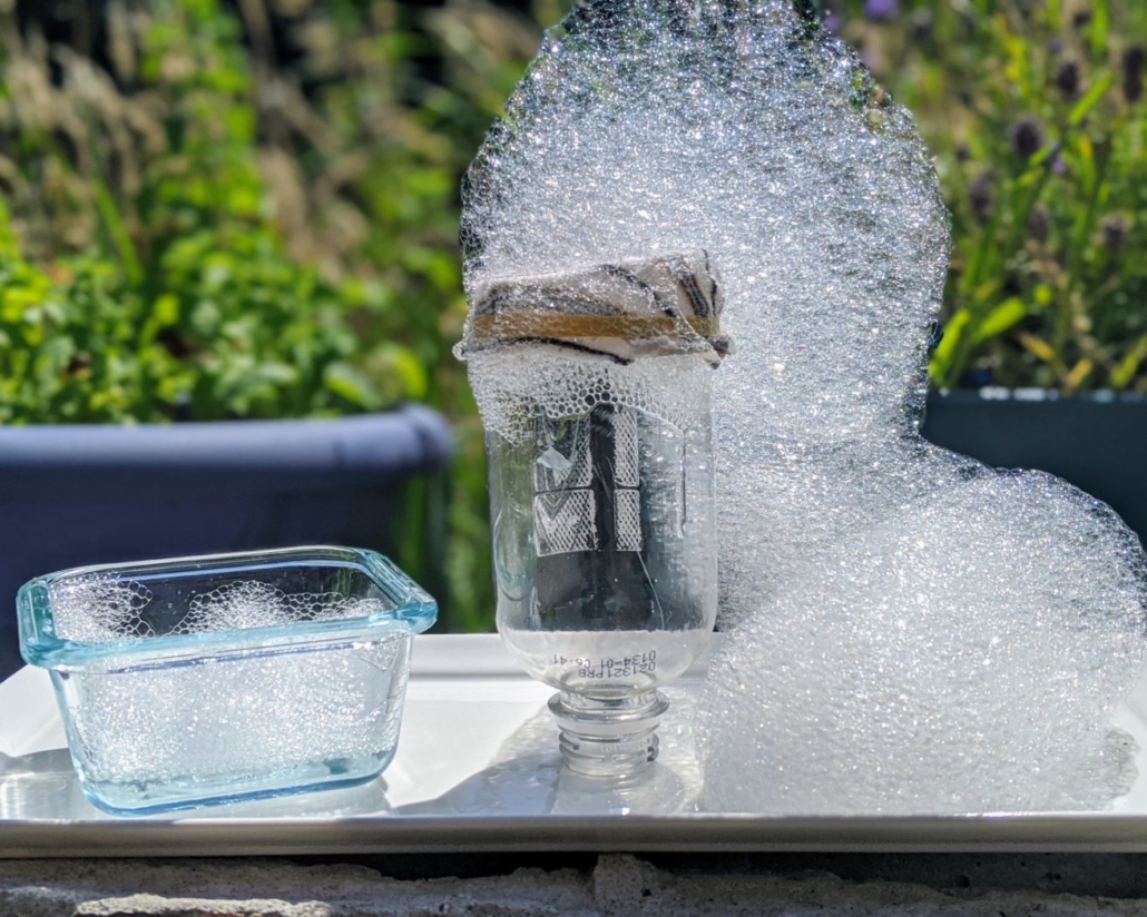 Bubbles coming out of a plastic bottle