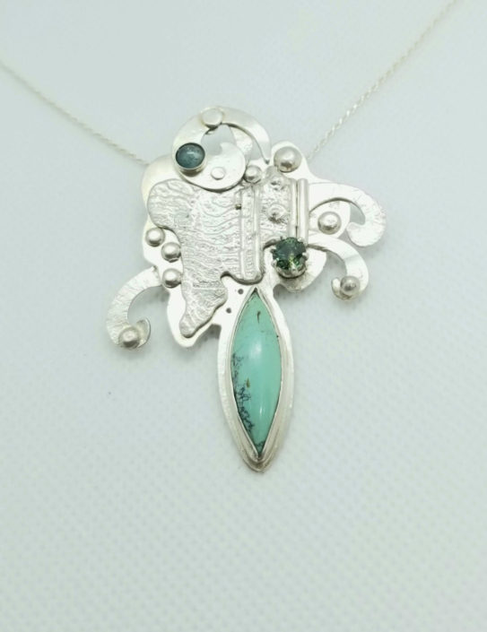 Pendant made of sterling and turquoise