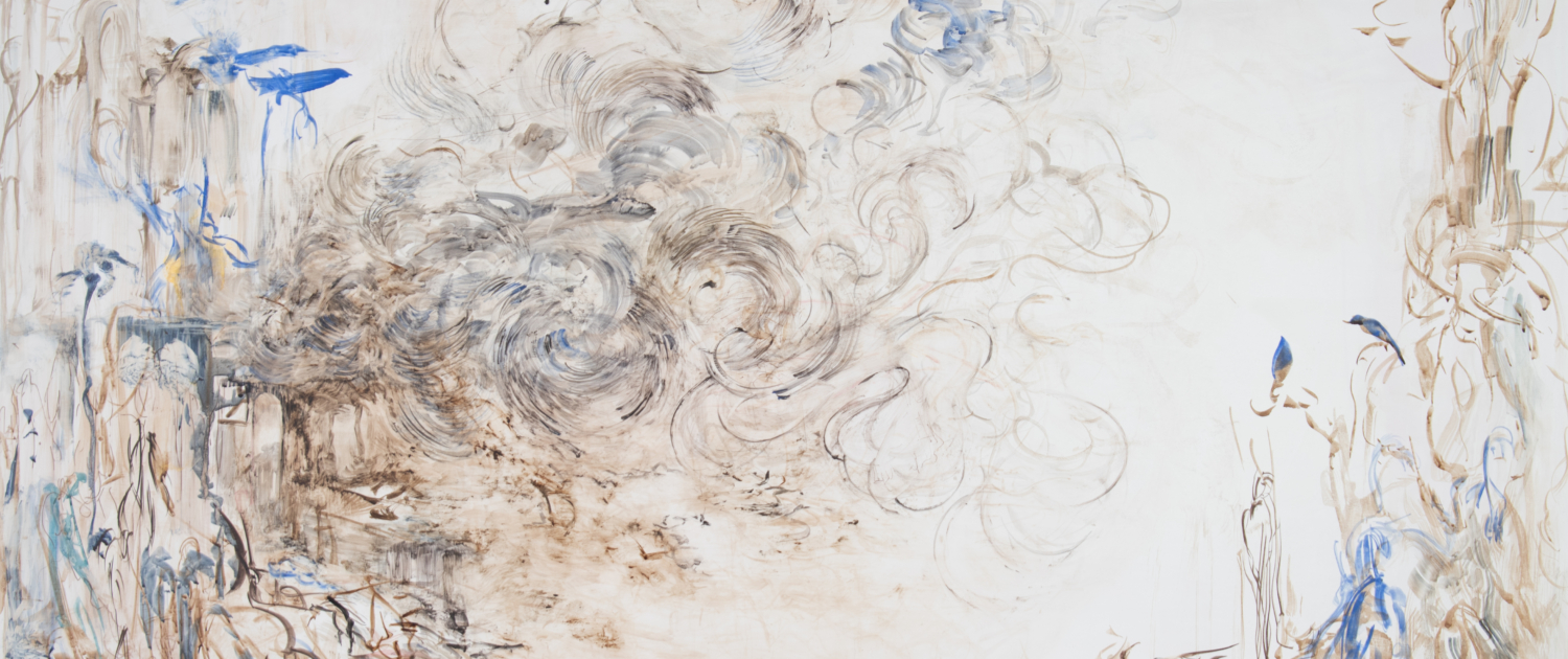 <em>nightingale</em>, 2019, walnut ink, watercolor, gouache on clayboard, 24 x 36 in. Private collection. Photo: Rafael Soldi Image